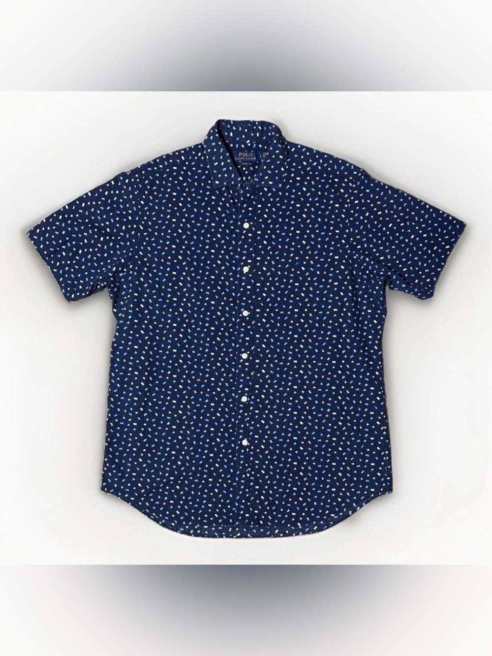 Polo Ralph Lauren Seersucker Shirt Men Large Button S/S Pony Nautical RL AOP